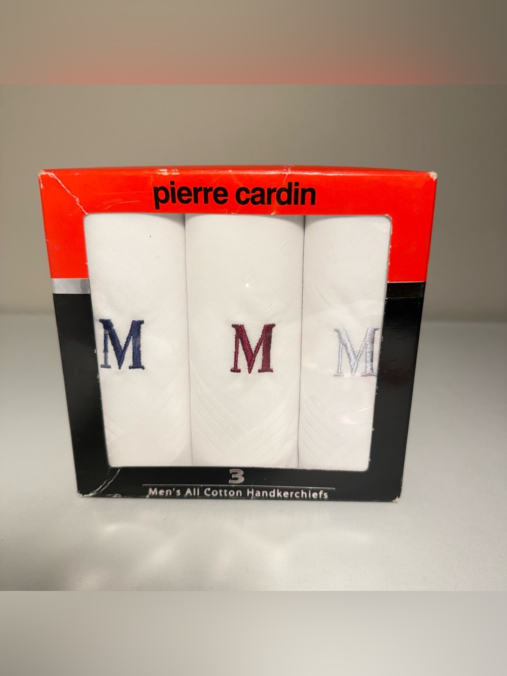 Pierre Cardin 100% Cotton White Handkerchiefs with “M” Monogram